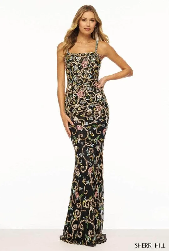 Women's Workout Clothing Sherri Hill 56202 - Beaded Straps Fitted Evening Gown