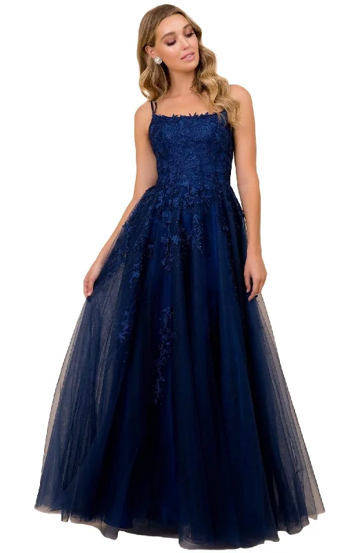 Chic Casual Wardrobe Essentials Nox Anabel - C415 Dual Strap Embroidered Prom Gown