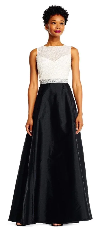 Contemporary Women's Clothing Adrianna Papell - AP1E201225SC Embellished Two Toned A-line Gown