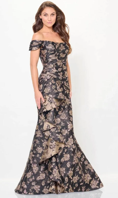 Women's Vintage-Inspired Outfit Montage by Mon Cheri M905 - Brocade Mermaid Evening Gown