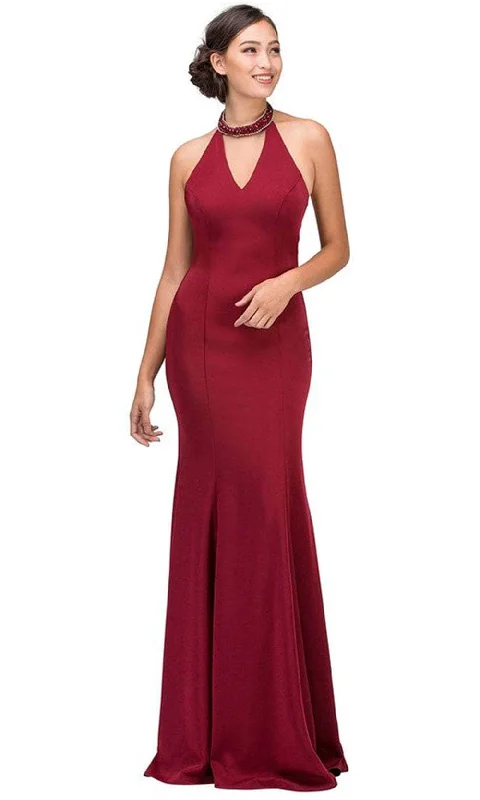 Stylish Loungewear for Women Eureka Fashion 5033 - High Halter Seamed Prom Gown