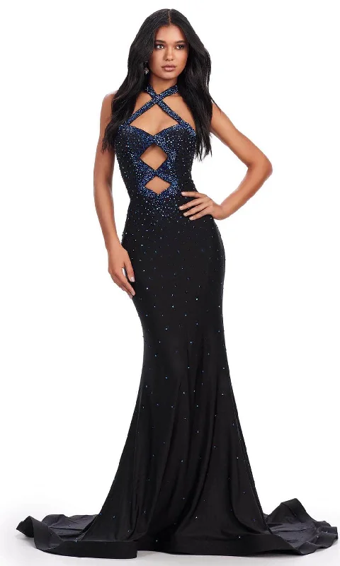 Women's Clothes Ashley Lauren 11578 - Halter Beaded Evening Gown