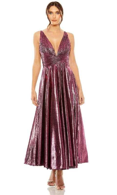 Women Clothing Ieena Duggal 30761 - Pleated Metallic Prom Gown