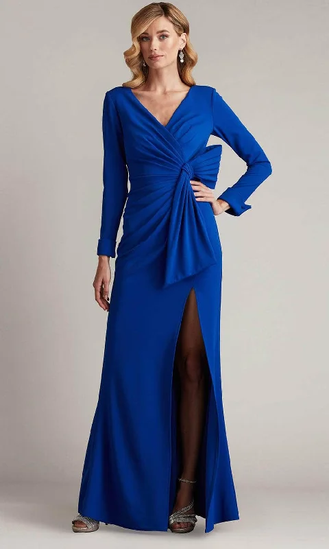 Women's Clothing For Outdoor Events Tadashi Shoji BOS24469L - Long Sleeve Drape Bow Gown