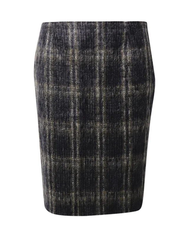 Casual Dresses for Women Max Mara Plaid Knee-Length Skirt in Grey Mohair