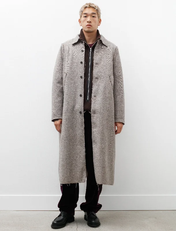 Online Boutiques Long Gap Coat Wool Herringbone Brown