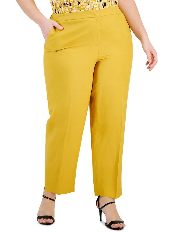 Women's Clothing For Work Plus Womens Mid-Rise Stretch Straight Leg Pants