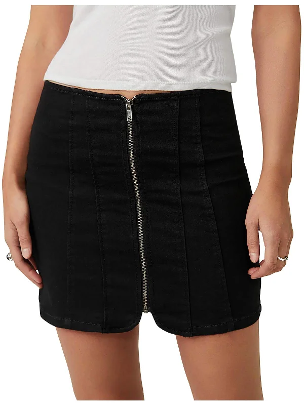 Affordable Fashion for Women Womens Mini Pintuck Denim Skirt