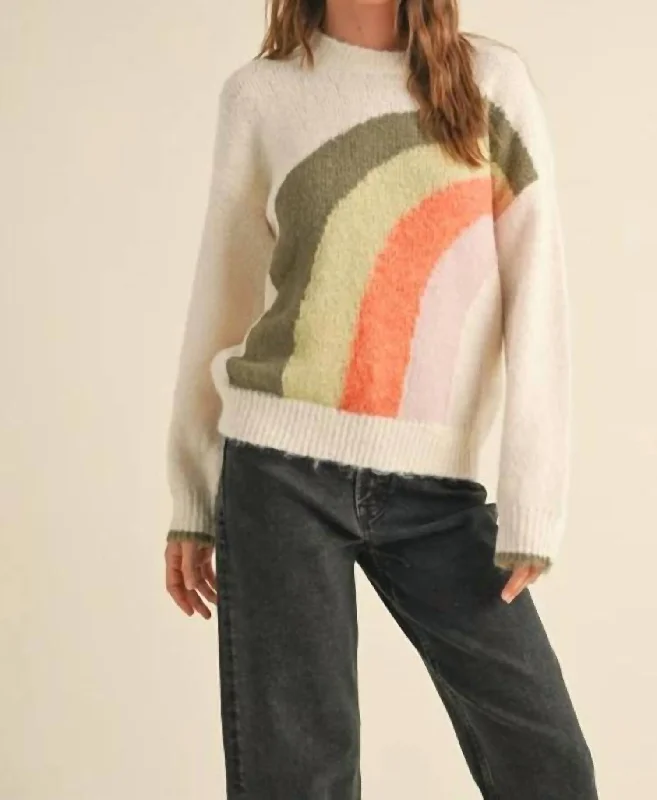 Affordable Women's Clothes Rainbow Sweater In Ivory