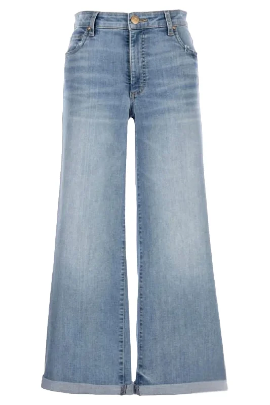 Women's Casual Wear Clothes Meg Mid Rise Wide Leg Jeans In Light Wash