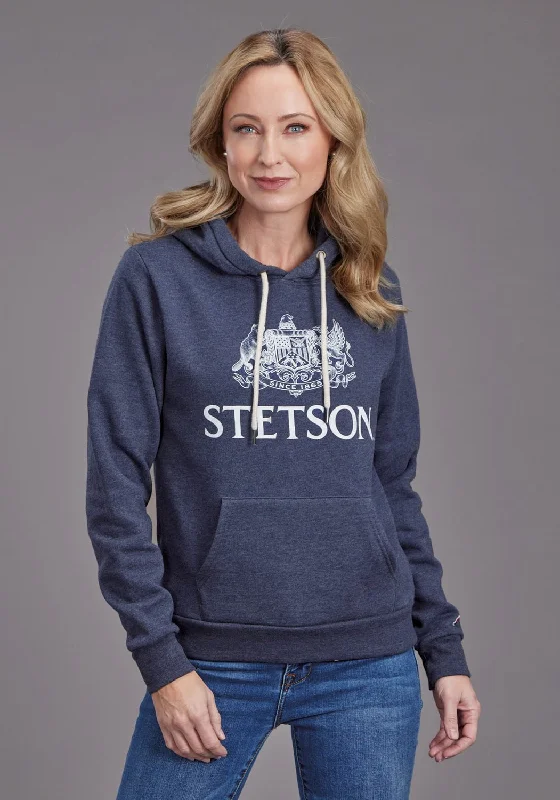 Flash Discount Stetson Womens Crest Logo Heather Navy Cotton Blend Hoodie