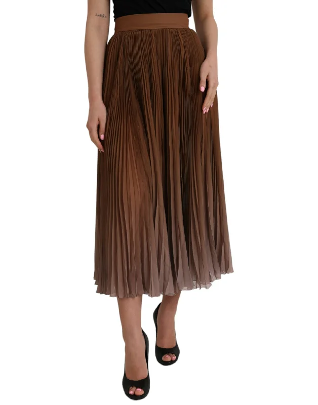 Women's Elegant Clothes Dolce & Gabbana  Polyester Pleated High Waist Midi Women's Skirt