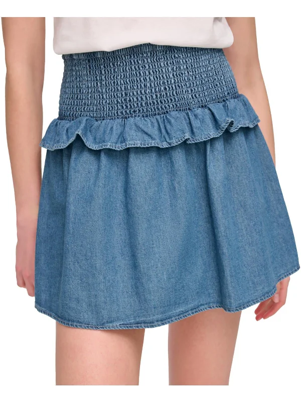 Women's Active Outfit For Fitness Womens Denim Smocked Denim Skirt