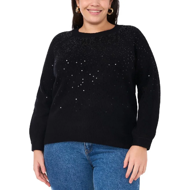 Affordable Women's Clothing Plus Womens Sequined Knit Pullover Sweater