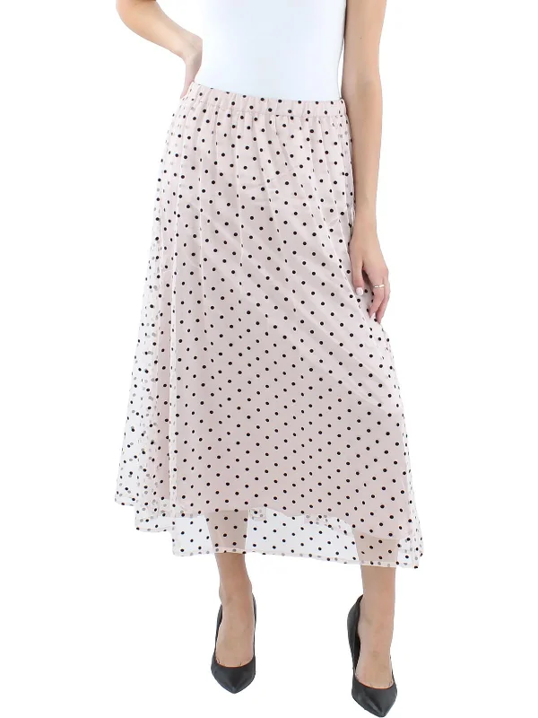 Chic Casual Wardrobe Essentials Womens Midi Mesh A-Line Skirt