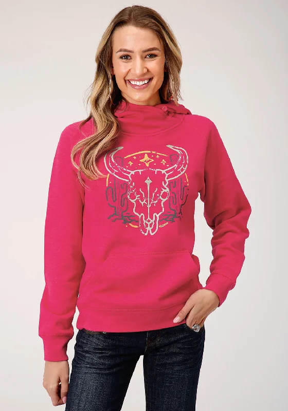 Comfortable Women's Clothes Roper Womens Rose Pink Cotton Blend Longhorn Hoodie