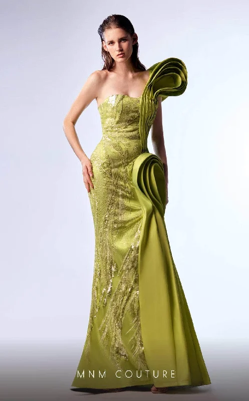 Women's Party Outfit MNM Couture G1712 - Beaded Draped Long Gown