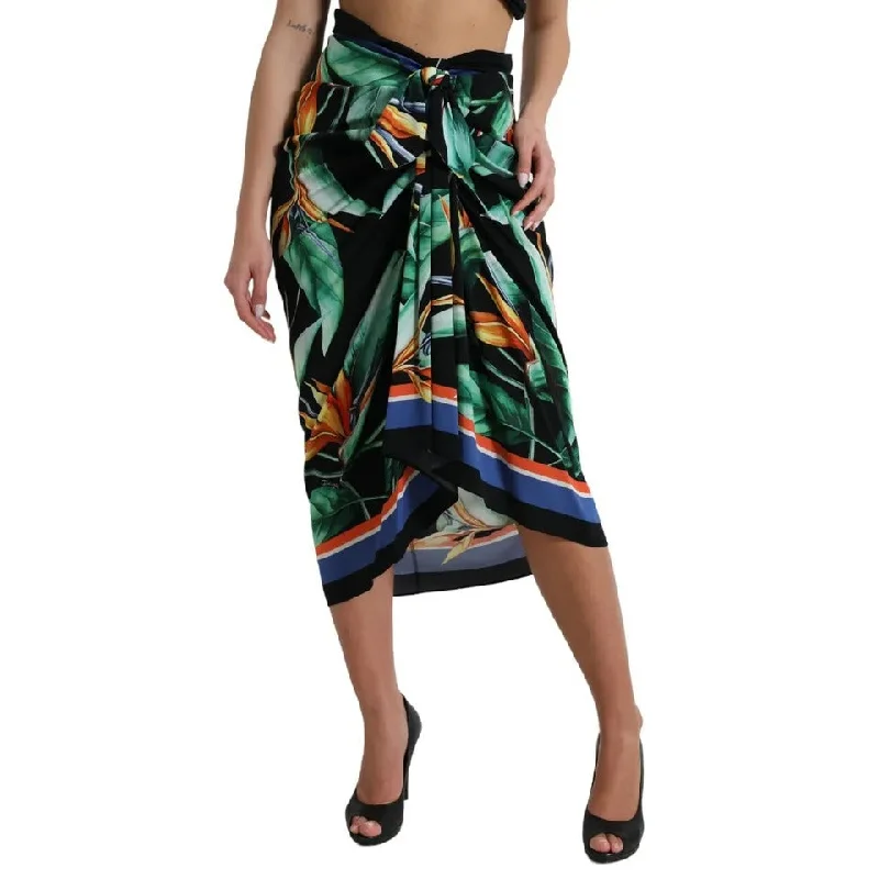 Women's Transitional Clothes Dolce & Gabbana  Strelitzia High Waist Wrap Midi Women's Skirt (Pre-Owned)