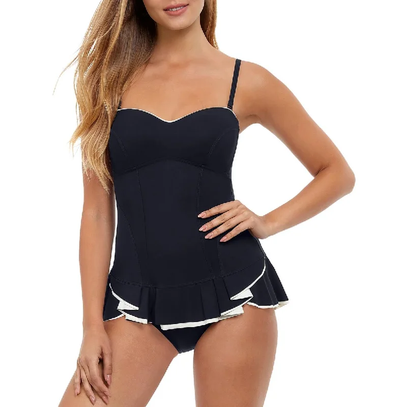 Stylish Women's Attire Womens Ruffled Strapless One-Piece Swimsuit