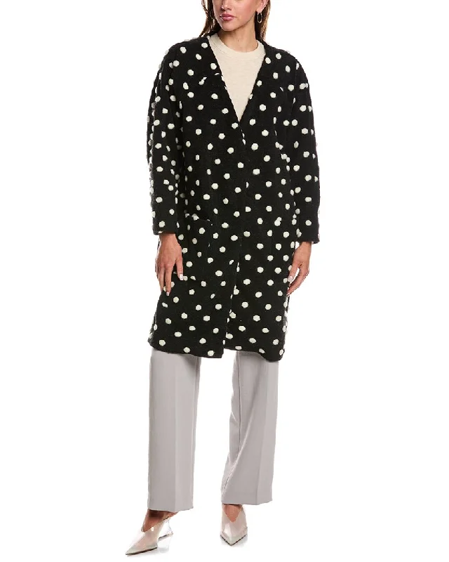 Women Fashion FARM Rio Polka Dot Wool-Blend Fleece Cardigan