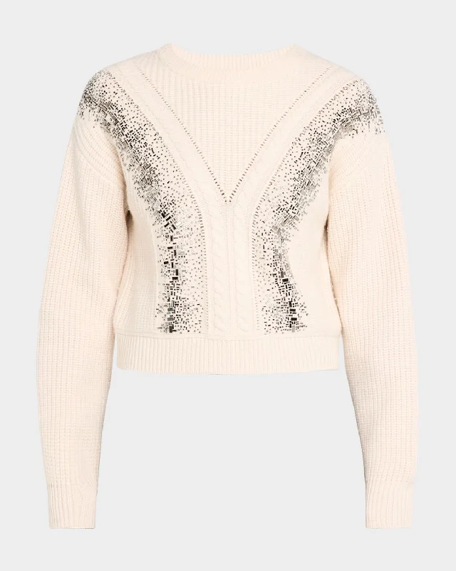 Summer Sale Lessy Ribbed Bead-Embellished Wool Sweater