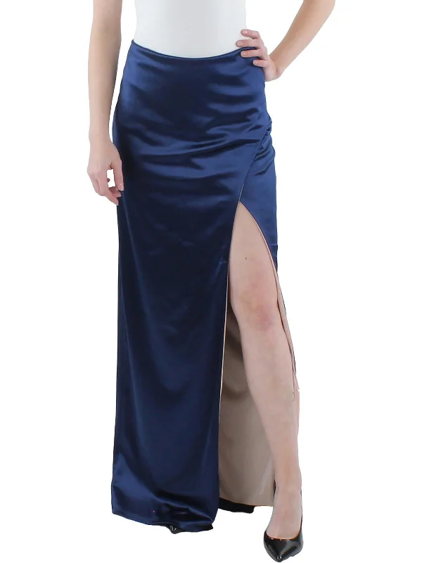 Fashionable Tops for Women Juniors Womens Satin Side Slit Maxi Skirt