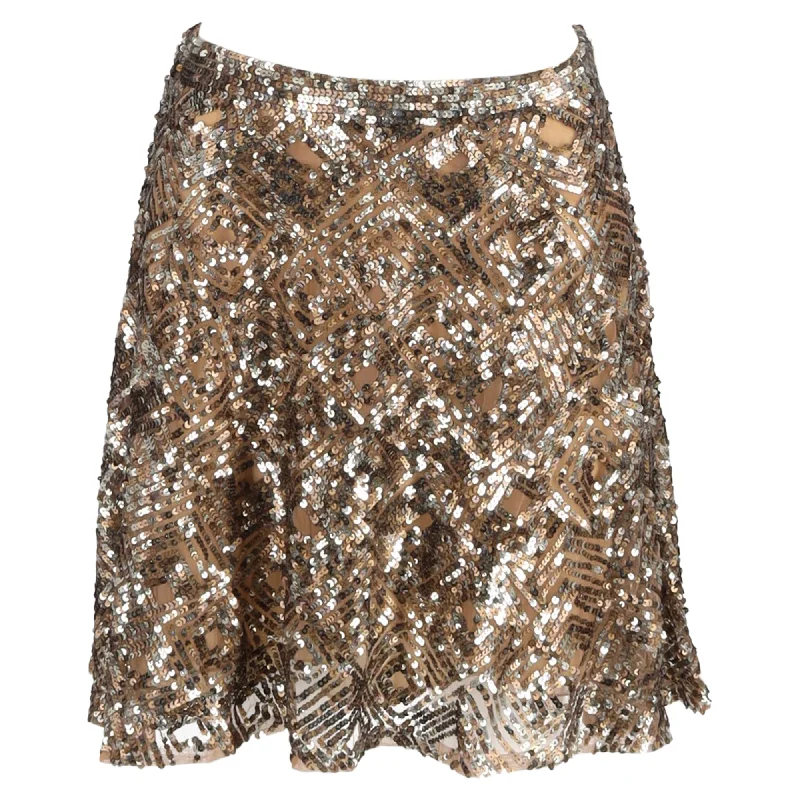 Casual Dresses for Women Ralph Lauren Mini High-Waisted A-Line Skirt in Gold Sequin