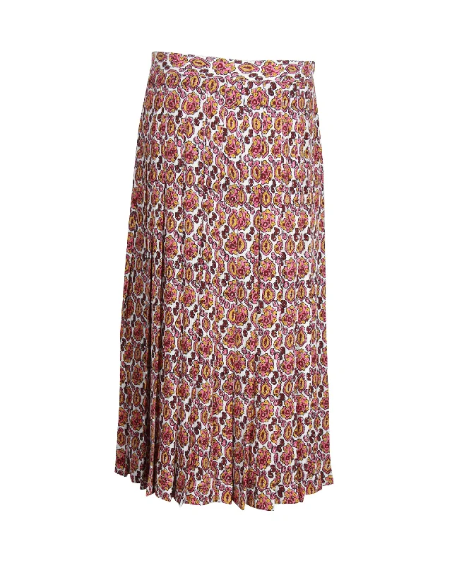 Comfy Women's Outfits for Daily Wear Victoria Beckham Paisley-Print Pleated Midi Skirt in Multicolor Silk