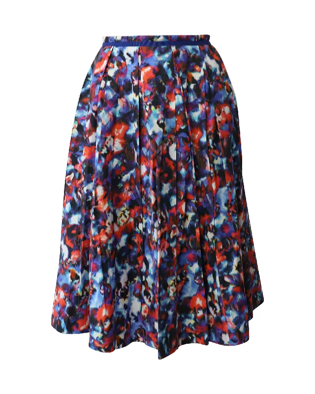 Easygoing Women's Style Saloni Abstract Print Midi Skirt in Multicolor Cotton