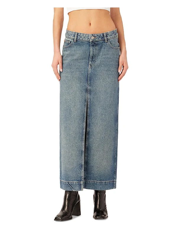 Casual Fashion Trends for Women Asra Womens Slit Cotton Denim Skirt