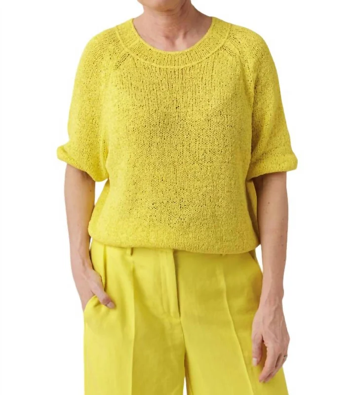 Women's Trendy Attire Knitted Pull-Over Sweater Top In Lemon