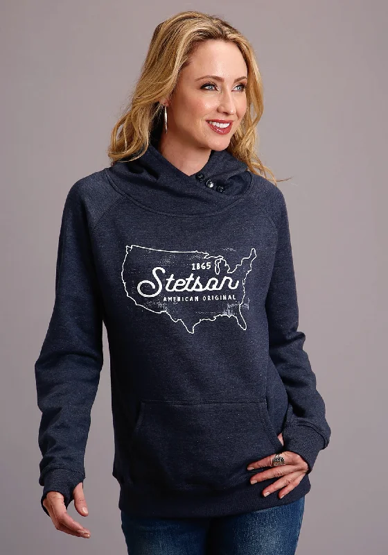 Women's Elegant Clothing Sets Stetson Womens Navy Cotton Blend Original Usa Hoodie