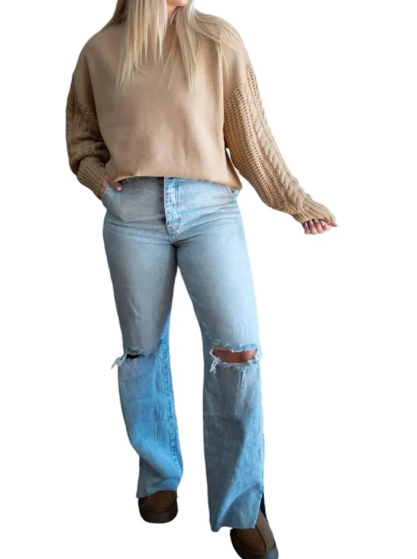 Stylish And Comfortable Clothing For Women Lover Boy Wide Leg Jeans In Washed Blue