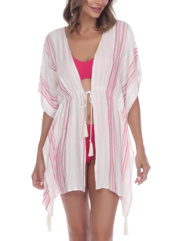 Timeless Women's Fashion Styles Womens Tie Front Kimono Cover-Up