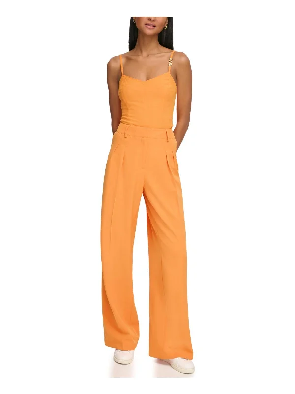 Women's Contemporary Clothing Womens Solid Crepe Suit Pants