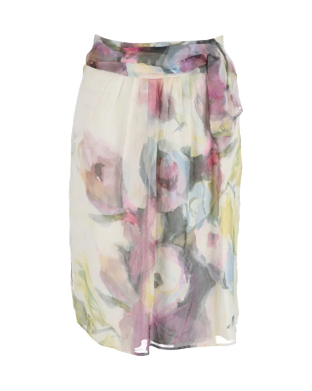 Women's Outerwear Attire Valentino Floral Print Skirt in Multicolor Silk