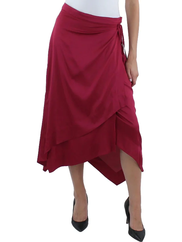 Casual Dresses for Women Womens Satin Handkerchief Hem Wrap Skirt