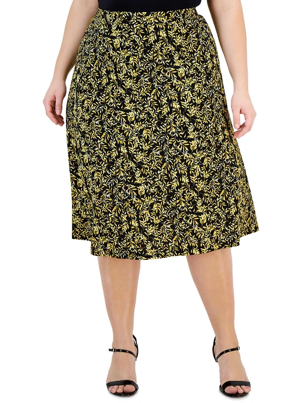 Women's Trendy Outfits Plus Womens Printed Polyester Midi Skirt