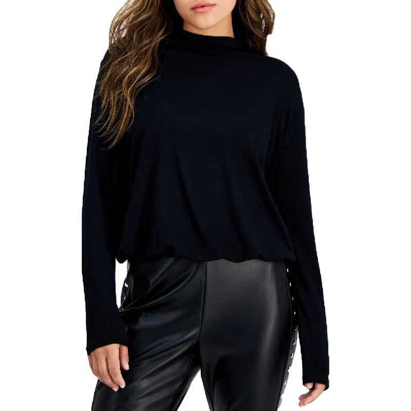 Stylish Outerwear Clothes For Women Petites Womens Crop Rayon Mock Turtleneck Sweater