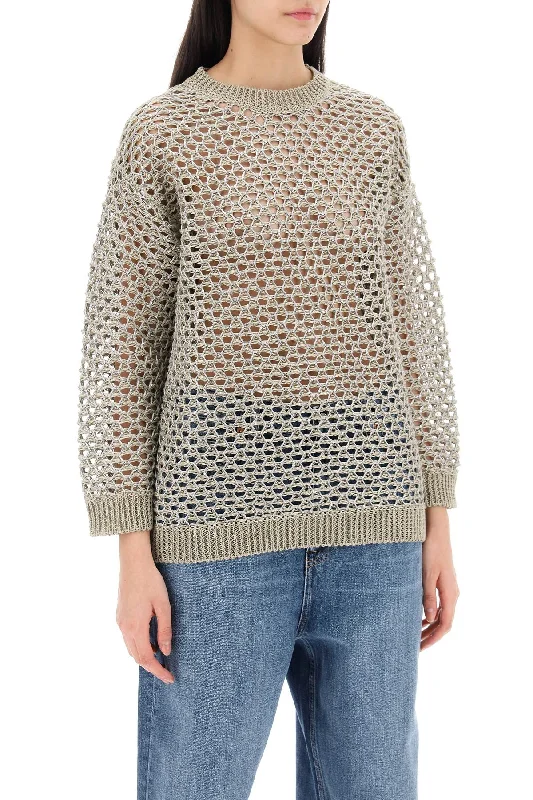 Elegant Women's Attire Valentino Garavani "Mesh Knit Pullover With Sequins Embell