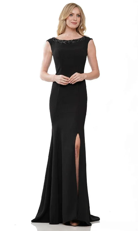 Women's Trendy Outfit Marsoni by Colors MV1247 - Scoop Neck Beaded Evening Gown