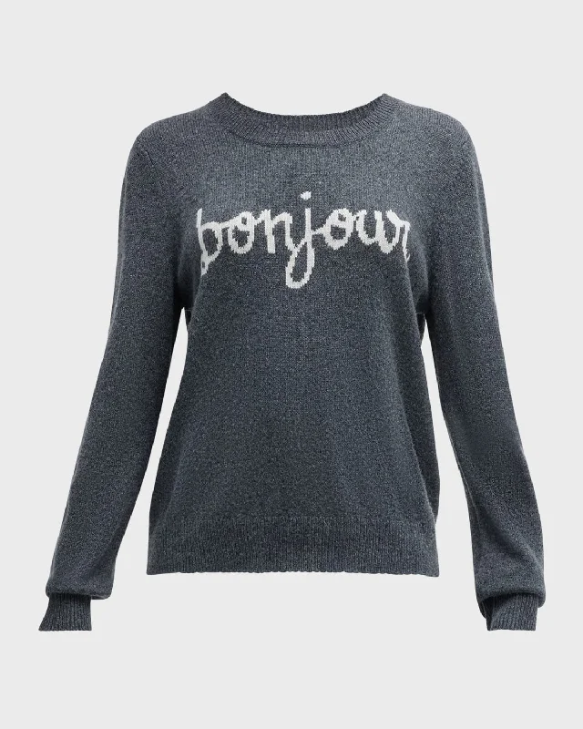 Women's Online Clothing Boutique Bonjour Graphic Crewneck Sweater