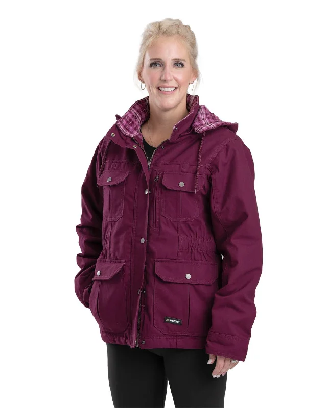 Women's Trendy Casual Clothes Berne Apparel Womens Softstone Duck Barn Plum 100% Cotton Cotton Jacket