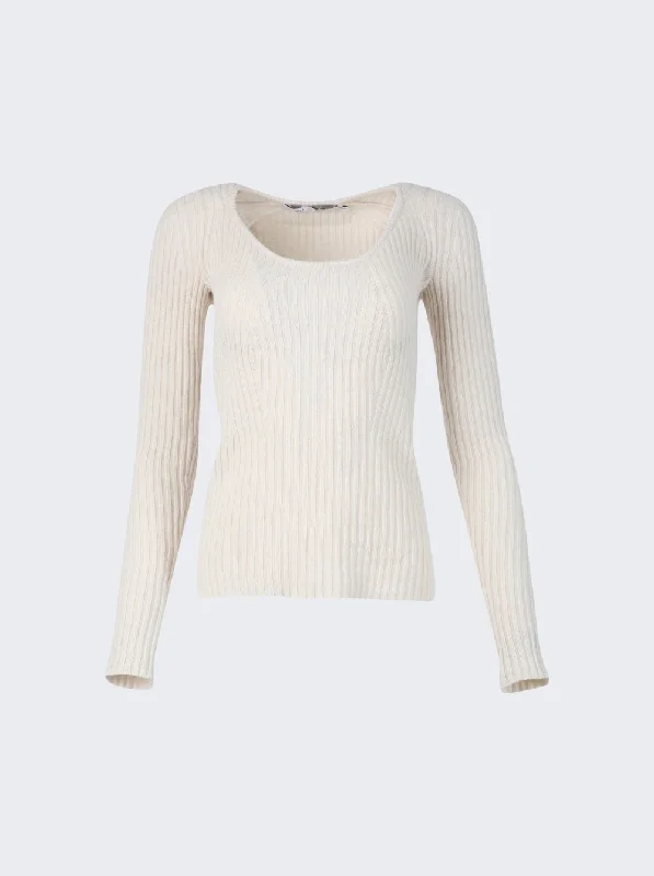 Women's Comfortable Clothes For Weekends Plaited Rib Scoop Neck Sweater