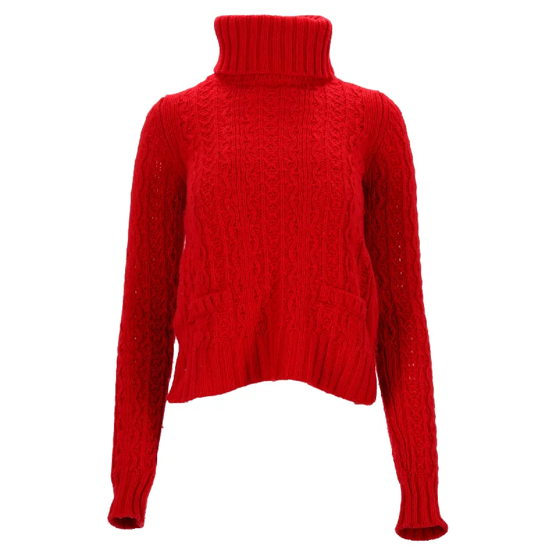 Women's Casual Wear Clothing Moncler Knitted Turtle Neck Sweater in Red Wool