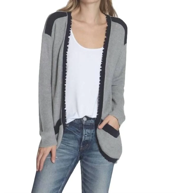 Women's Functional Outfit For Outdoor Activities Parker Fray Cardigan In Grey/navy