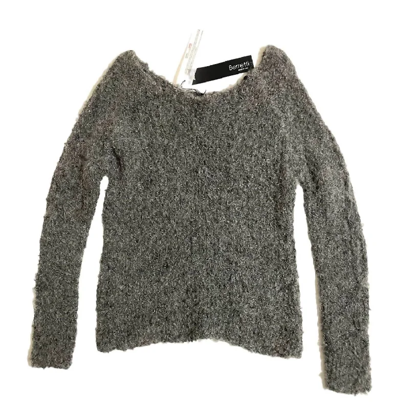 Casual Garments For Women Women's Boucle Wool Blend Pullover Sweater In Gray