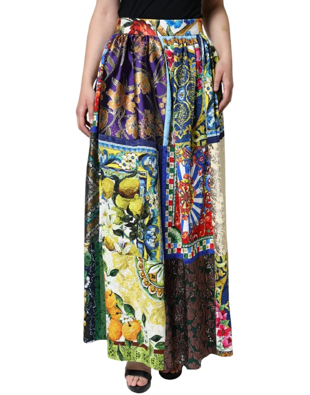 Comfortable Lounge Clothing Dolce & Gabbana multi Patchwork Sicily Long Maxi Women's Skirt