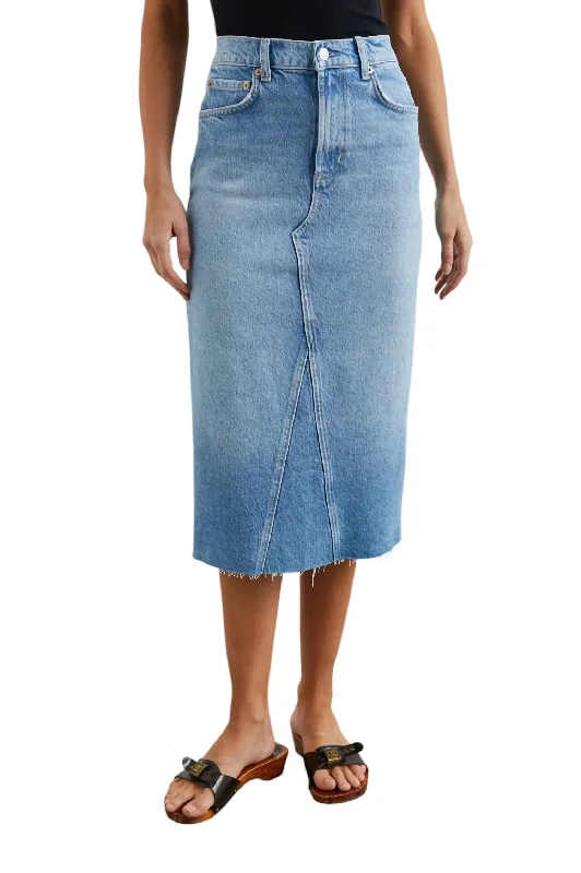 Top 10 Women's Online Clothing Stores Highland Raw Hem Skirt In Baja Bleu