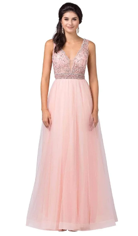 Women's Outdoor Activity Garments Dancing Queen 2520- Beaded V-Neck Prom Gown